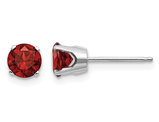 14K White Gold 5mm Solitaire Stud Natural Garnet Earrings 1.26 Carats (ctw)